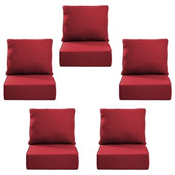 10 pc 6inch Thick 24" x 24" Deep Seat Cushion & Back Pillow with Removable Covers Outdoor