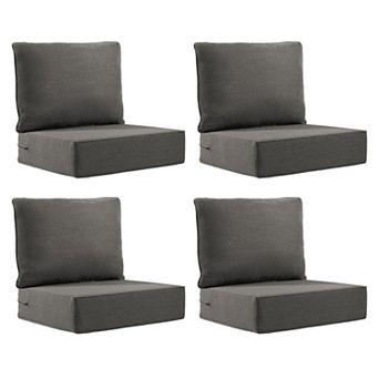 8 pc 6inch Thick 24" x 24" Deep Seat Cushion & Back Pillow with Removable Covers Outdoor