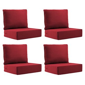 8 pc 6inch Thick 24" x 24" Deep Seat Cushion & Back Pillow with Removable Covers Outdoor