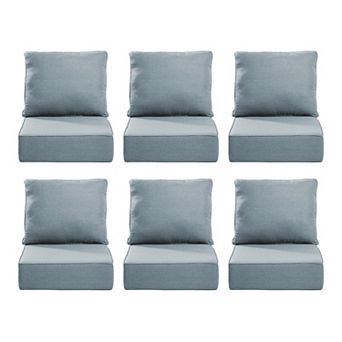 12 pc 6inch Thick 24" x 24" Deep Seat Cushion & Back Pillow with Removable Covers Outdoor
