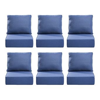 12 pc 6inch Thick 24" x 24" Deep Seat Cushion & Back Pillow with Removable Covers Outdoor