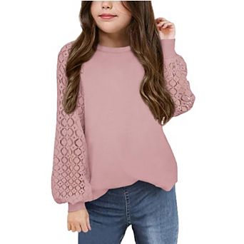 Arshiner Long Sleeve Tops For Girls Lace Raglan Cute Shirts For Girls Old Raglan
