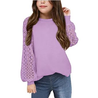 Arshiner Long Sleeve Tops For Girls Lace Raglan Cute Shirts For Girls Old Raglan