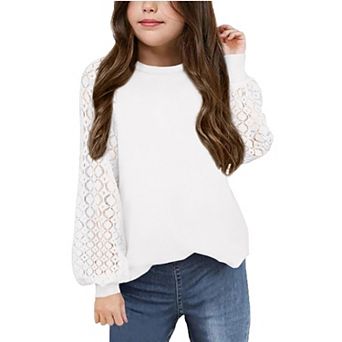 Arshiner Long Sleeve Tops For Girls Lace Raglan Cute Shirts For Girls Old Raglan