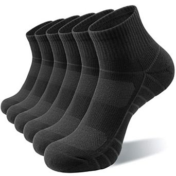 6 Pack Athletic Quarter Socks Mesh Cushioned Arch Support Running