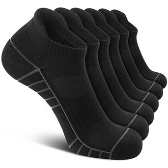 6 Pairs Low Cut Athletic Ankle Socks Cushioned Breathable Anti-blister Tab