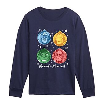 Boys 8-20 Marvel's Merriest Christmas Ornaments Long Sleeve Graphic Tee