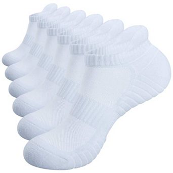 6 Pairs Athletic Cushioned Ankle Socks Low Cut Running Heel Tab Unisex