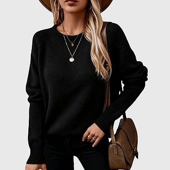 Womens Loose Fit Sweaters Casual Fall Winter Dressy Pullover Crewneck Long Sleeve Work Outfits