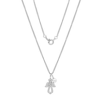 Taylor Grace Fine Silver Plated Cubic Zirconia Angel Pendant Necklace