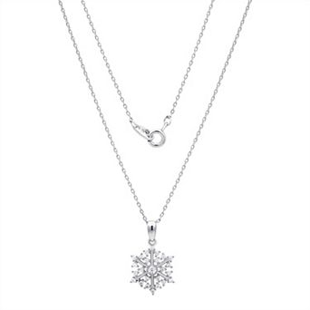 Taylor Grace Fine Silver Plated Cubic Zirconia Snowflake Pendant Necklace