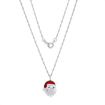 Taylor Grace Fine Silver Crystal Santa Claus Pendant Necklace