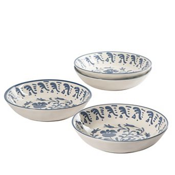 Bloomhouse Valencia Flor 4 pc 8 in Mediterranean Floral Design Dinner Bowl Set