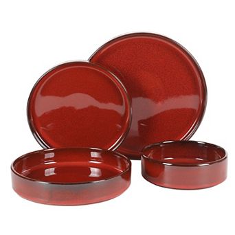 Bloomhouse Santorini Mist 16 pc Terracotta Reactive Plates and Bowls Set