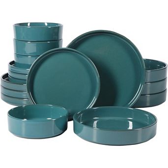 Bloomhouse Santorini Mist 16 pc Terracotta Reactive Plates and Bowls Set