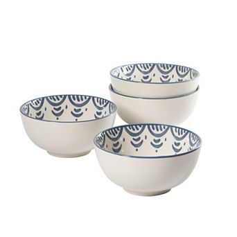 Bloomhouse Valencia Flor 4 pc 6 in Mediterranean Floral Design Cereal Bowl Set