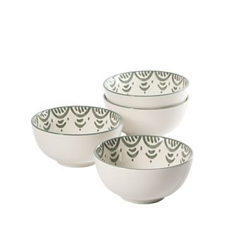 Bloomhouse Valencia Flor 4 pc 6 in Mediterranean Floral Design Cereal Bowl Set