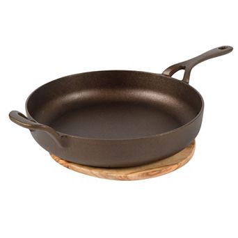 Bloomhouse Natural Bronze Finish Cast Iron Skillet with Olive Oil Treated Trivet