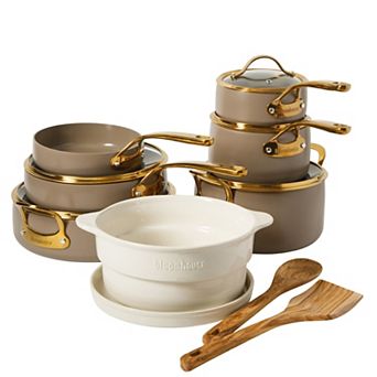 Bloomhouse 15 pc Ceramic Heavy Duty Aluminum Premium Nonstick Pots and Pans Set