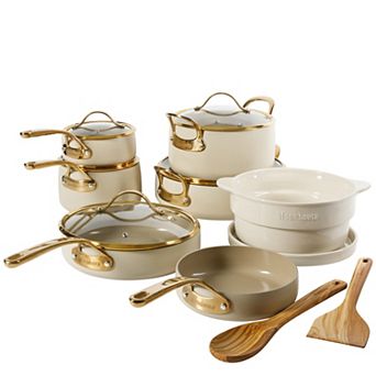Bloomhouse 15 pc Ceramic Heavy Duty Aluminum Premium Nonstick Pots and Pans Set