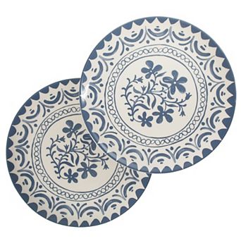 Bloomhouse Valencia Flor 2 pc 13 in Mediterranean Floral Design Serving Platter Set