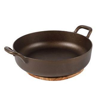 Bloomhouse Natural Bronze Finish 13 in Cast Iron Everyday Pan with Olive Oil Treated Trivet