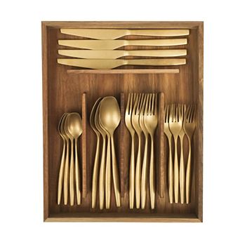 Bloomhouse Terra 21 pc Flatware Set with Wooden Caddy