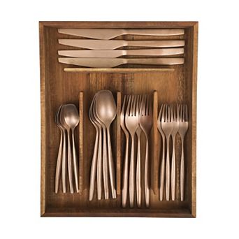 Bloomhouse Terra 21 pc Flatware Set with Wooden Caddy