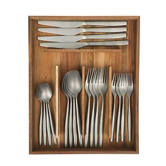 Bloomhouse Terra 21 pc Flatware Set with Wooden Caddy