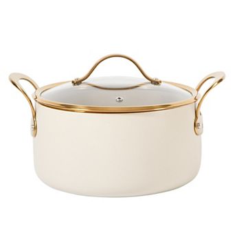 Bloomhouse 6-qt Heavy Duty Aluminum Premium Ceramic Nonstick Dutch Oven with Lid and Gold Handle