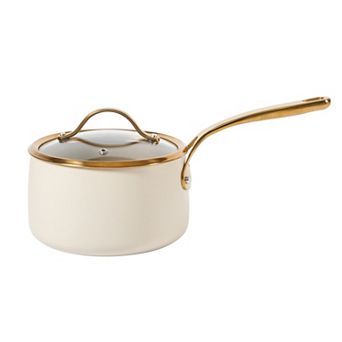 Bloomhouse 3-qt Heavy Duty Aluminum Premium Ceramic Nonstick Saucepan with Lid and Gold Handle