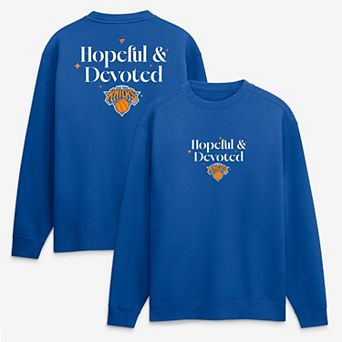 Men's Fanatics Blue New York Knicks Hopeful & Devoted Fleece Crew Sweatshirt