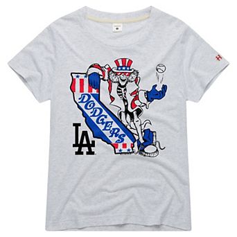 Women's Homage x Grateful Dead Ash Los Angeles Dodgers Americana Tri-Blend T-Shirt