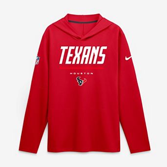 Men's Nike Red Houston Texans Sideline Game On Lightweight Long Sleeve Hooded Dri-FIT Top
