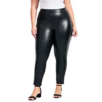 Avenue Women's Plus Size Faux Leather & Ponte Pant