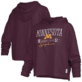 Women's Pressbox Maroon Minnesota Golden Gophers Castillo Slub Waist Length Long Sleeve Hooded T-Shirt