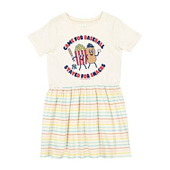 Girls Toddler Soft as a Grape White New York Yankees Snack Dress
