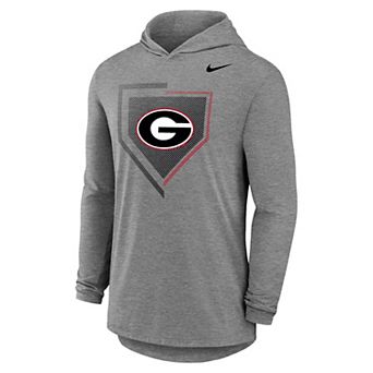 Men's Nike Gray Georgia Bulldogs 2026 NCAA Baseball Men's College World Series Dugout Long Sleeve Hooded T-Shirt