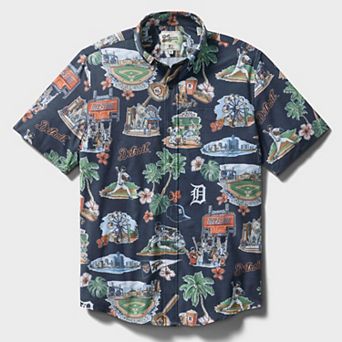 Men's Reyn Spooner Navy Detroit Tigers Scenic Tri-Blend Button-Down Shirt