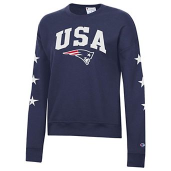 Women's Champion Navy New England Patriots Star Spangled Sweatshirt
