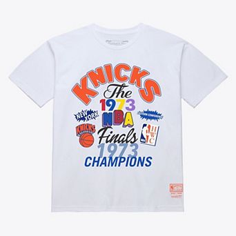 Men's Mitchell & Ness White New York Knicks 1973 NBA Finals Champions Fest T-Shirt
