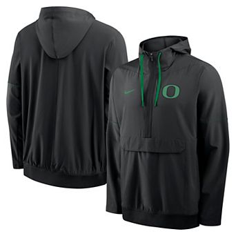 Men's Nike Black Oregon Ducks 2026 Sideline Anorak Half-Zip Hooded Jacket