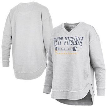 Women's Pressbox Heather Gray West Virginia Mountaineers Marcus East Hall Poncho V-Neck Sweatshirt