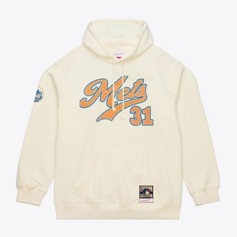 Men's Mitchell & Ness Mike Piazza Cream New York Mets Throwback Name & Number Hoodie