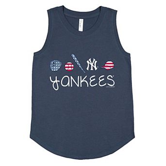 Girls Youth Soft as a Grape Denim New York Yankees Americana Tank Top