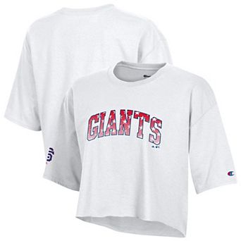 Women's Champion White San Francisco Giants Boyfriend Cropped Americana T-Shirt
