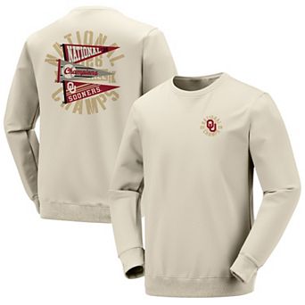 Women's Image One Cream Oklahoma Sooners 2026 NCAA Baseball Men's College World Series Champions Pennant Crewneck Sweatshirt