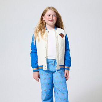 Youth Terez Cream New York Knicks Full-Snap Bomber Jacket