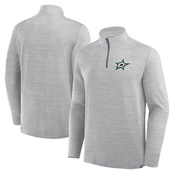 Men's Fanatics Heather Gray Dallas Stars Clutch Boarding Poly Quarter-Zip Pullover