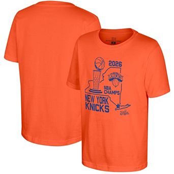 Youth Stadium Essentials Orange New York Knicks 2026 NBA Finals Champions State T-Shirt